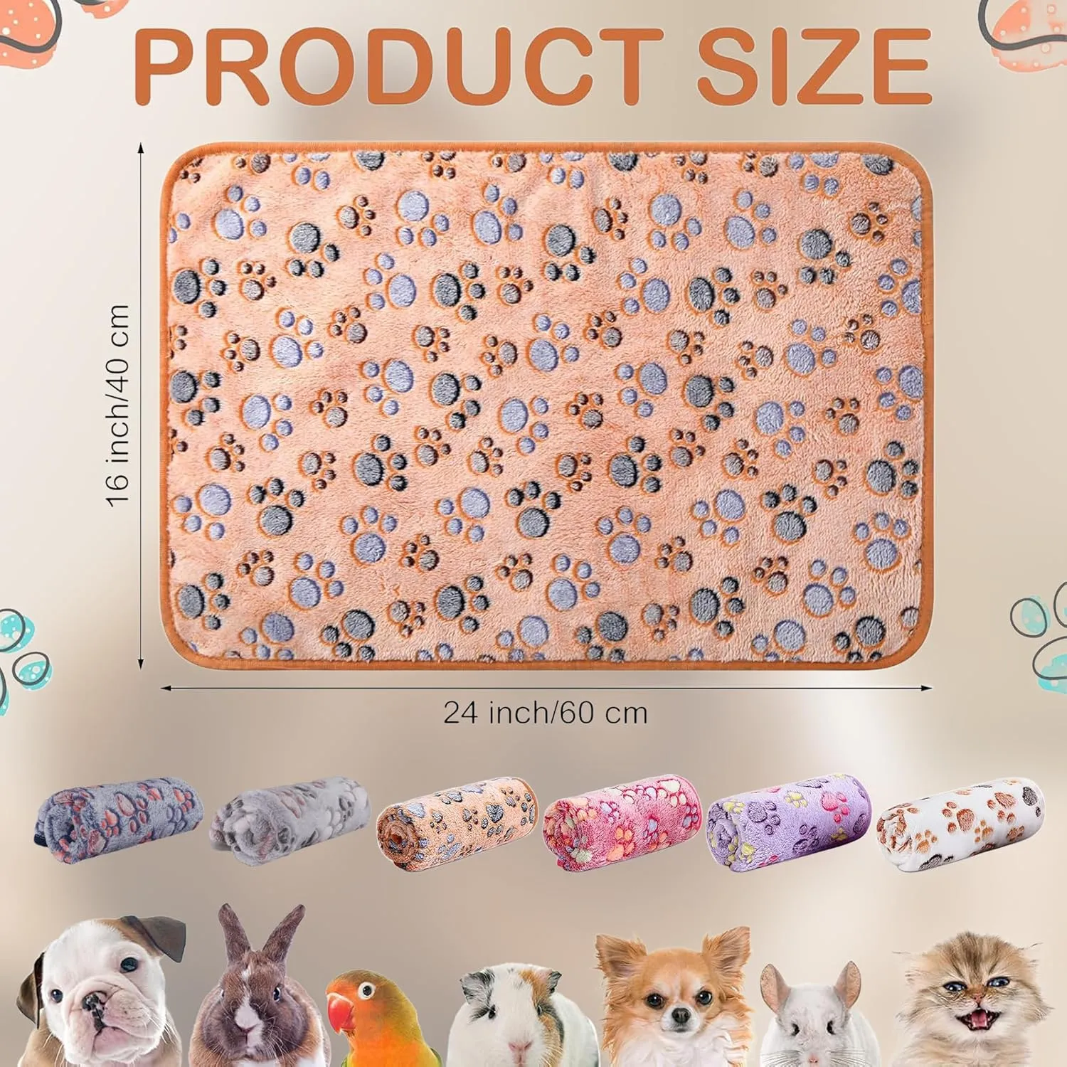16"x24" Guinea Pig Fleece Blankets 6 Pieces Waterproof & Washable Small Animal Cage Liners Sleep Mat Bedding Pad for Hamster Chinchilla Rabbit Hedgehog (6Pcs-Style D, 16x24)
