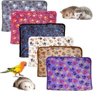 16"x24" Guinea Pig Fleece Blankets 6 Pieces Waterproof & Washable Small Animal Cage Liners Sleep Mat Bedding Pad for Hamster Chinchilla Rabbit Hedgehog (6Pcs-Style D, 16x24)