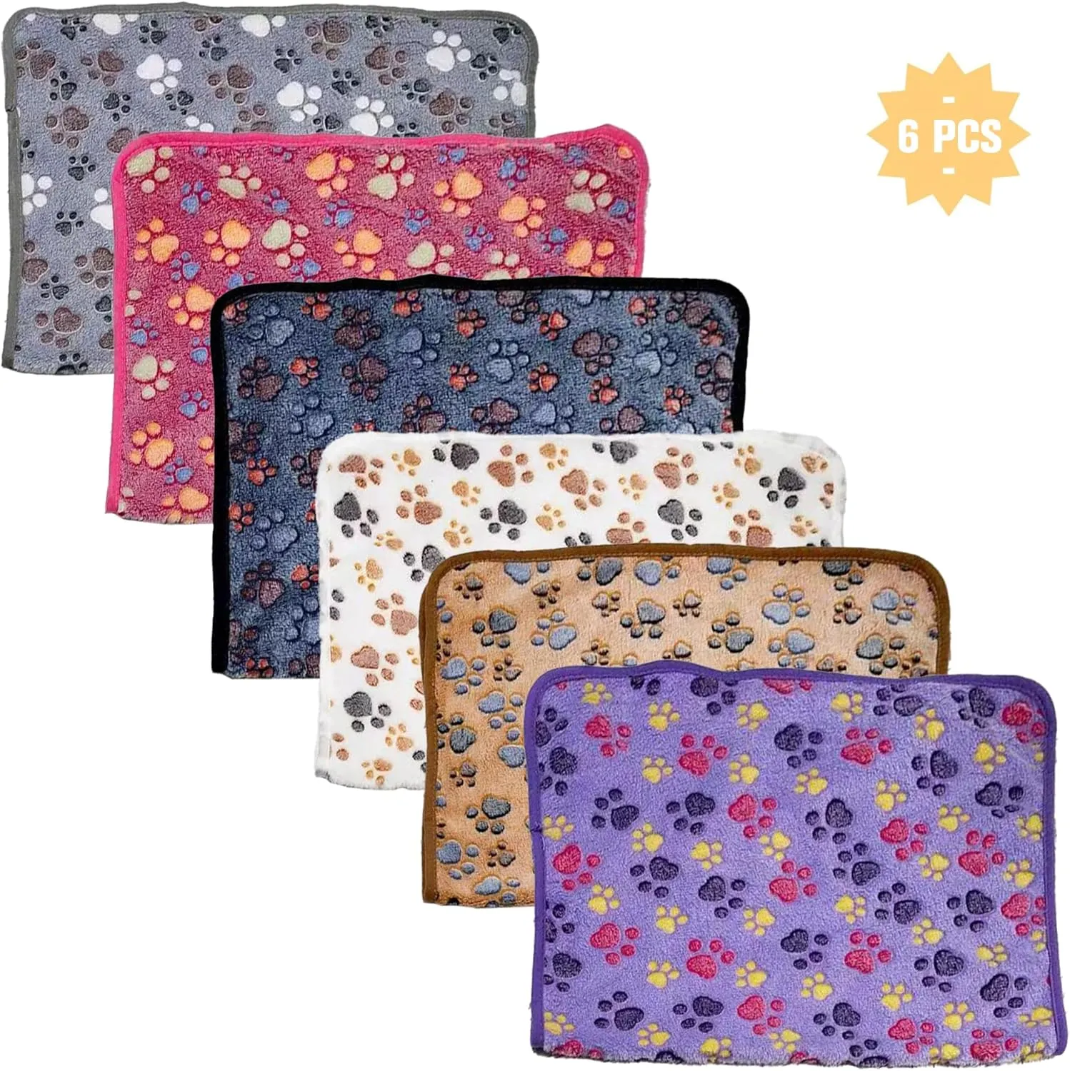 16"x24" Guinea Pig Fleece Blankets 6 Pieces Waterproof & Washable Small Animal Cage Liners Sleep Mat Bedding Pad for Hamster Chinchilla Rabbit Hedgehog (6Pcs-Style D, 16x24)