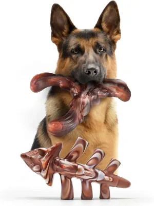 2 Pack Dog Chew Toys for Aggressive Chewers Durable Heavy Duty Dog Toys Beef Flavored Training and Teeth Cleaning Dog Bones for Medium and Large Dogs