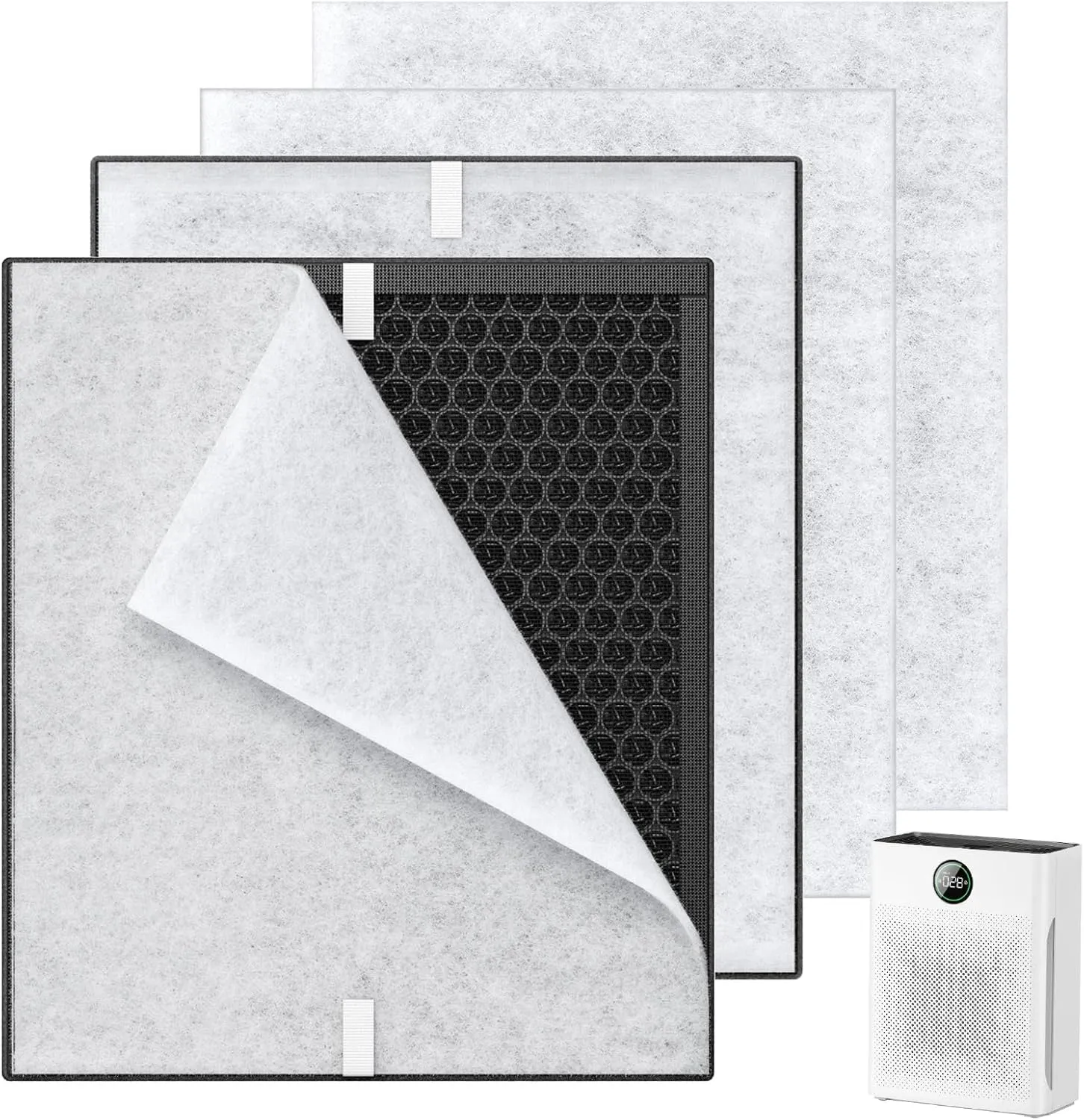 2 Pack PR1 Replacement Filter for Mooka Mode PR1 Air Purifier, H13 True HEPA Filter for Home Large Room up to 2200sq.ft, includes 4pcs Washable Pre Filter Removes Pollen Dander Smoke Pet Hair Dust