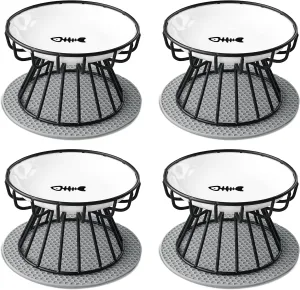 4PCS Raised Cat Bowl, Ceramic Cat Dish with Metal Stand, Wahisker Fatigue Elevated Pet Water and Food Feeding Station for Indoor Cats, Puppies and Small Dogs, Dishwasher Safe