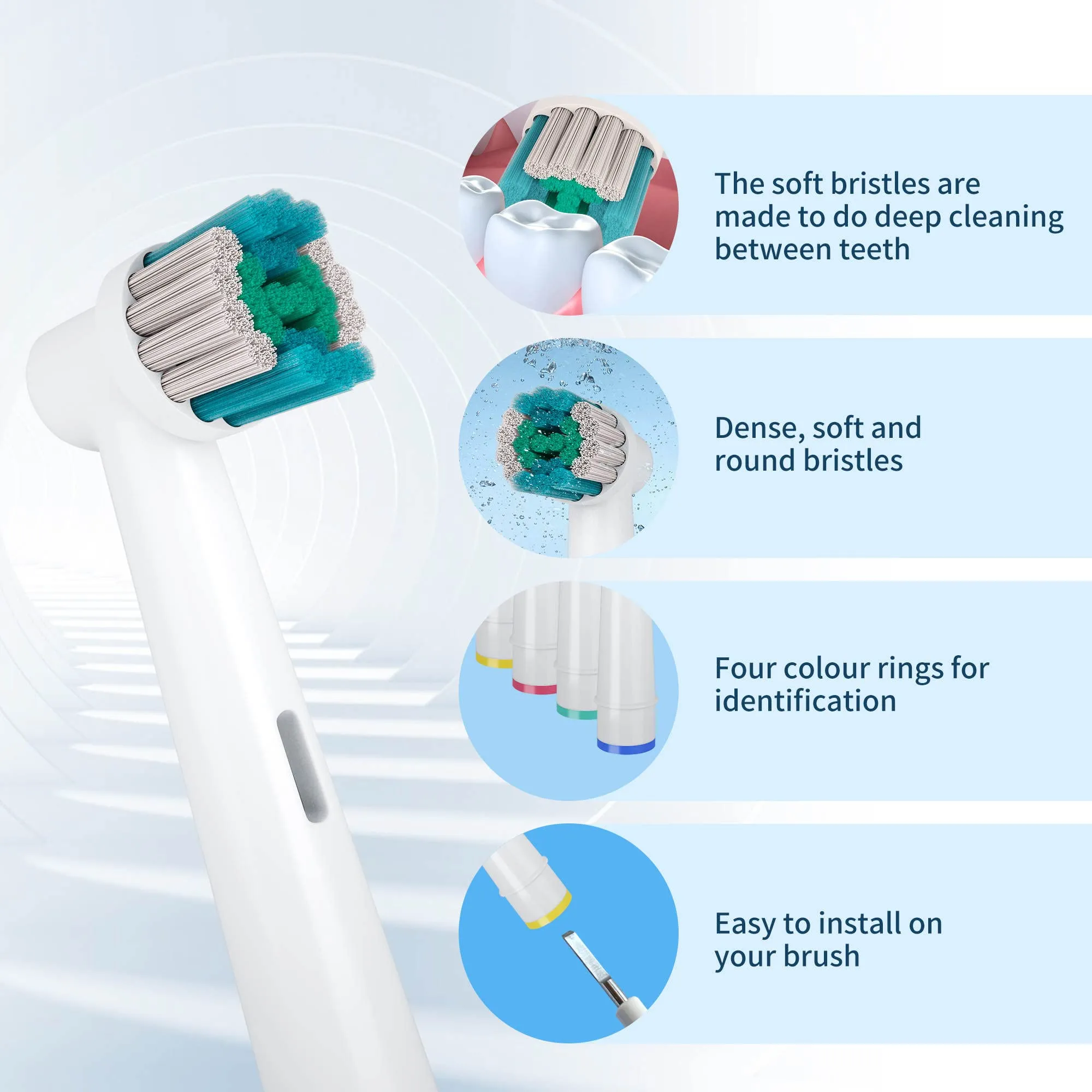 8 Pack Replacement Toothbrush Heads Compatible for Oral b Braun Electric Toothbrushes - Soft Bristles Brush Heads Refills for Rechargeable Toothbrushes