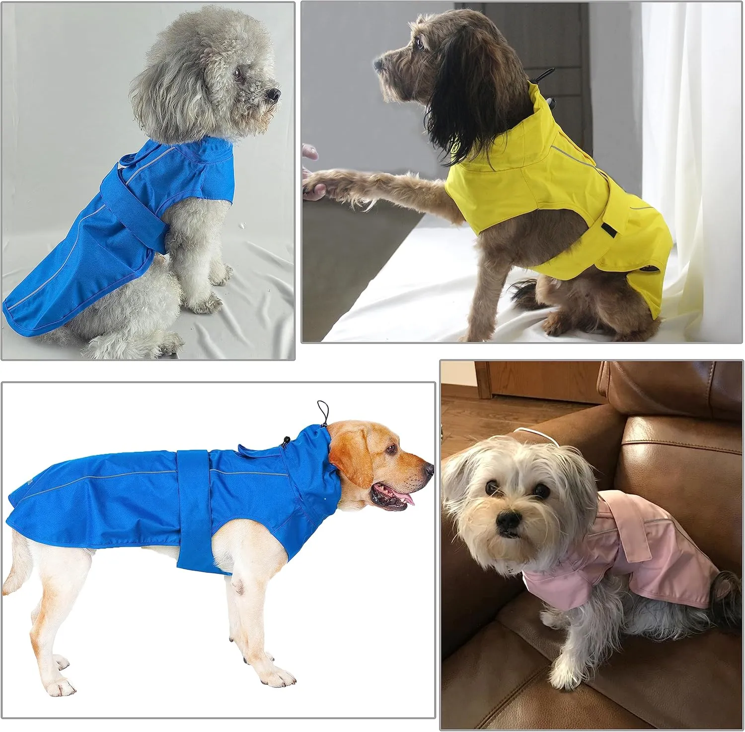 Adjustable Waterproof Dog Raincoat for Dogs,Lightweight Pet Rain Jacket Puppy Clothes with Reflective Strip for Small Medium Large Dogs (Red, Large)