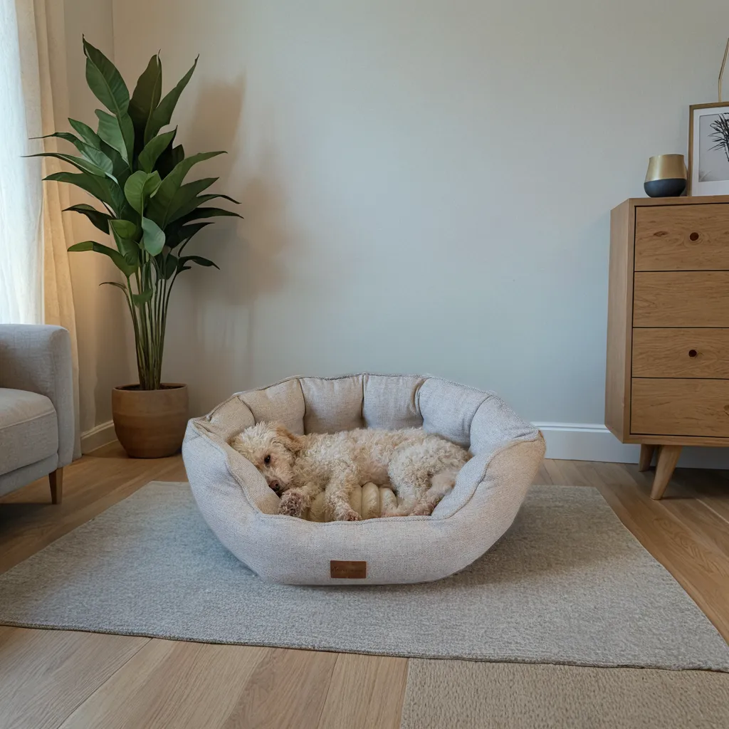 AllPetSolutions Alfie Premium  Luxury Dog Bed - Ivory Cream - S/M/XL
