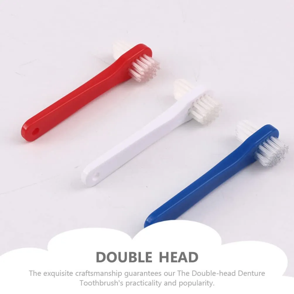 Artibetter Denture Dual Head Toothbrushes Hard Denture Cleaning Brush Denture Cleaning Brush False Teeth Brush Toothbrush for False Teeth Cleaning