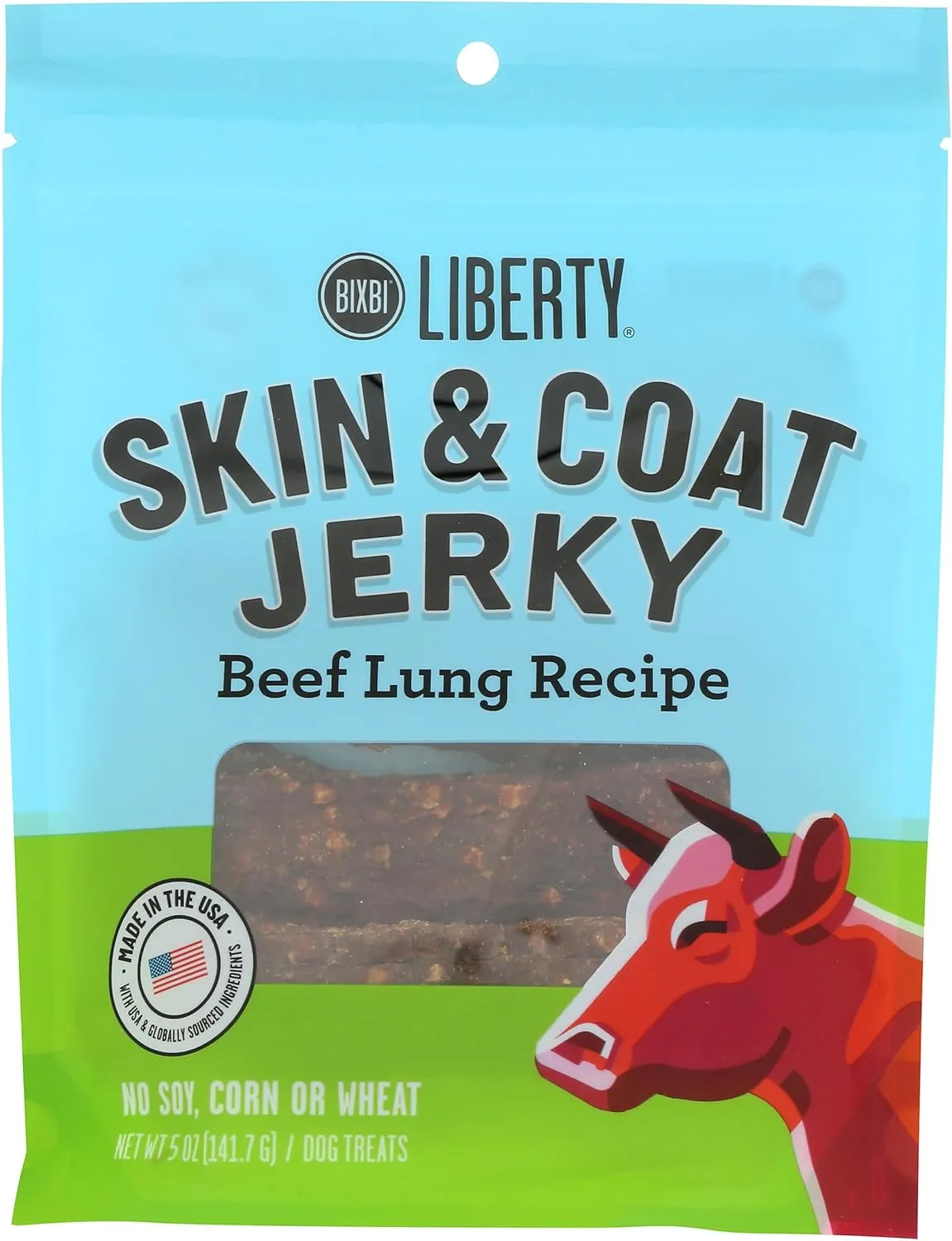 BIXBI Liberty Skin & Coat Support Beef Liver Jerky Dog Treats,5 oz-USA Made Grain Free Dog Treats-Antioxidant Rich to Support Shiny,Full Bodied Coats-High in Protein,Whole Food Nutrition,No Fillers