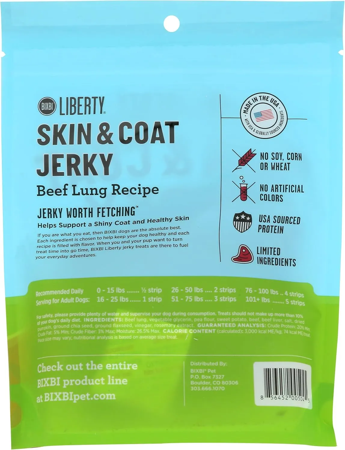 BIXBI Liberty Skin & Coat Support Beef Liver Jerky Dog Treats,5 oz-USA Made Grain Free Dog Treats-Antioxidant Rich to Support Shiny,Full Bodied Coats-High in Protein,Whole Food Nutrition,No Fillers