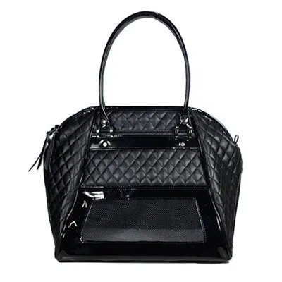 BLACK QUILTED HAYLEE DOG CARRIER BAG