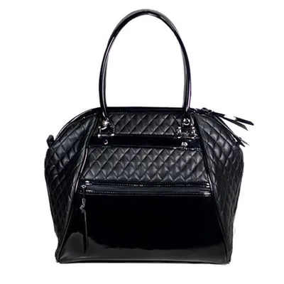 BLACK QUILTED HAYLEE DOG CARRIER BAG