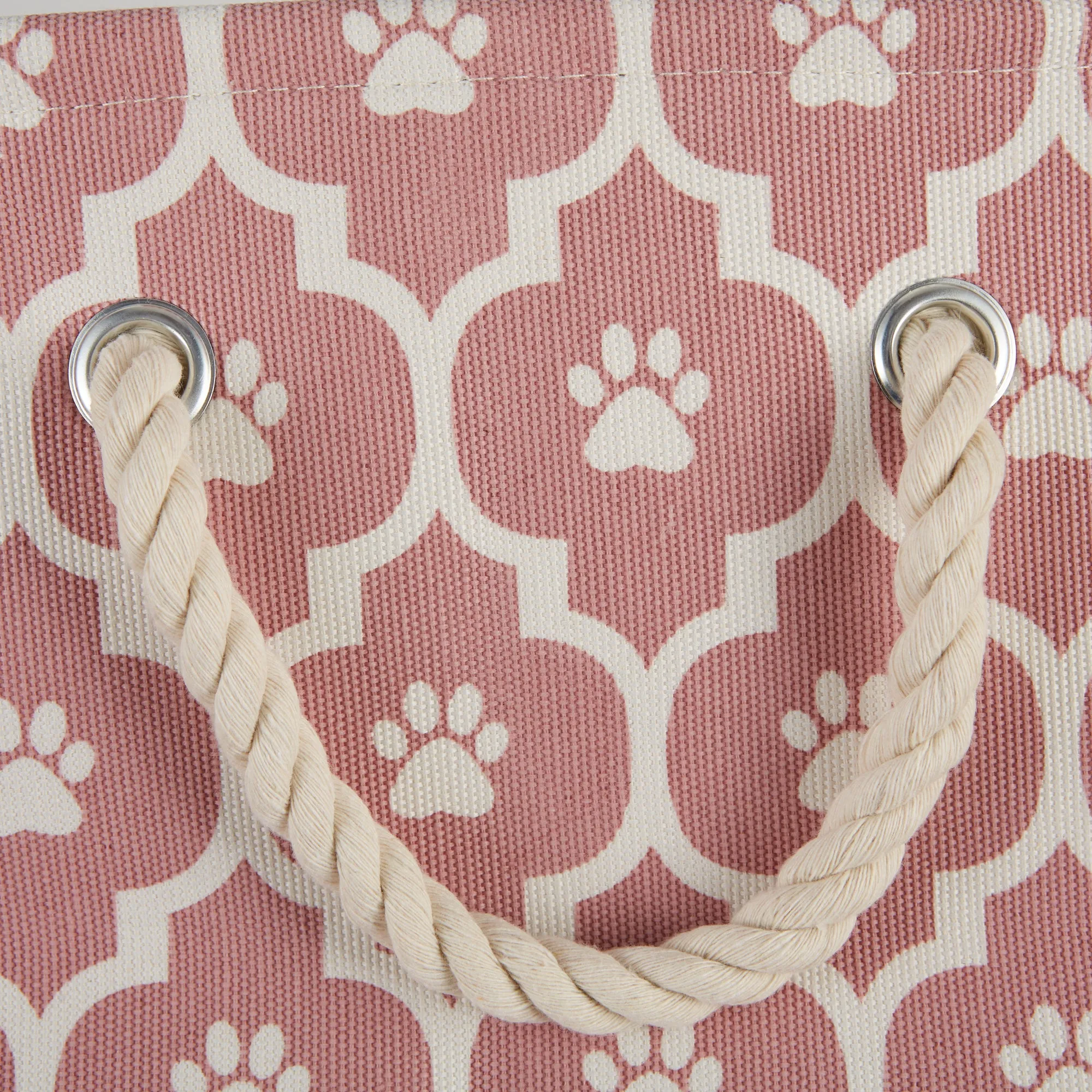 Bone Dry Pet Storage Bin, Lattice Paw Print, Rose, Medium  - 16x10x12"