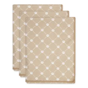 Bone Dry Small Microfiber Pet Towel - 3 Pack - Printed Trellis, Taupe, 15x30"