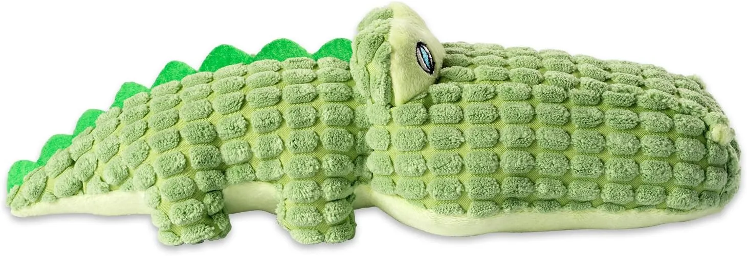 Bone Dry Squeaky Plush Pet Toy Collection, Plush, Alligator