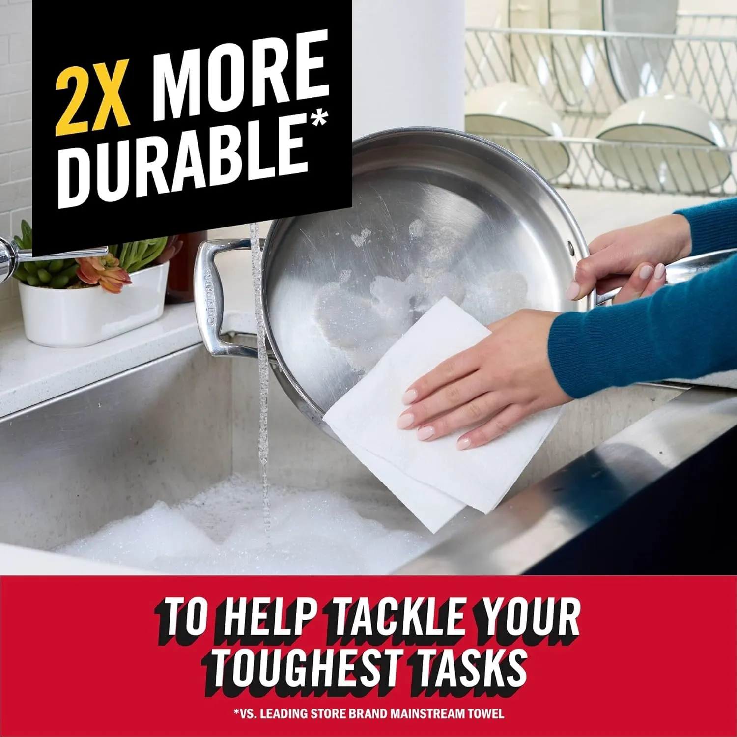 Brawny Tear-A-Square Paper Towels, 12 Family Rolls = 30 Regular Rolls, 3 Sheet Sizes (Quarter, Half, Full), Strength for All Messes, Cleanups, and Meal Prep