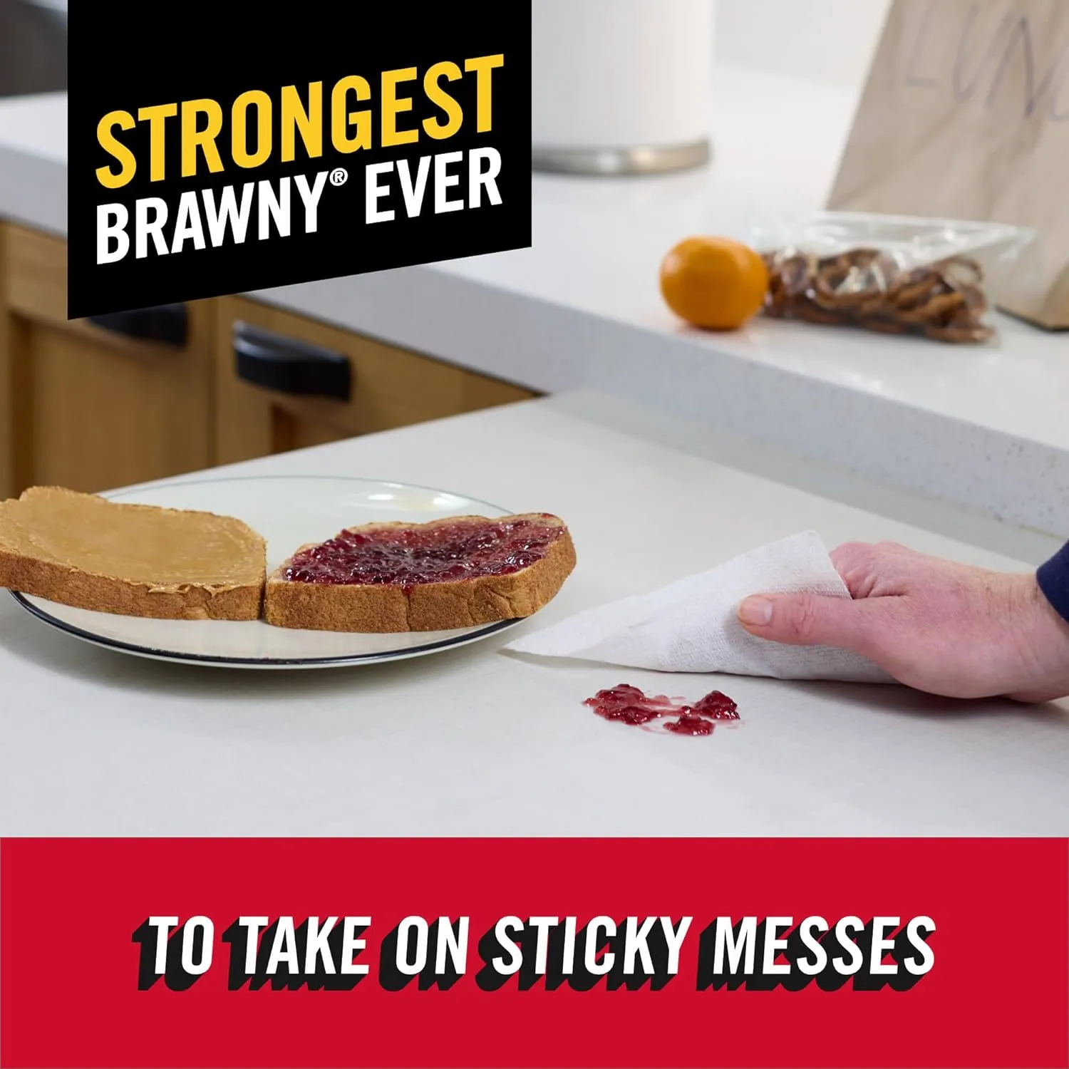 Brawny Tear-A-Square Paper Towels, 12 Family Rolls = 30 Regular Rolls, 3 Sheet Sizes (Quarter, Half, Full), Strength for All Messes, Cleanups, and Meal Prep