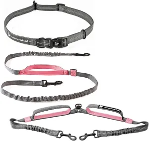 Bundle of Exquisite Hands Free Dog Leash for Medium Dogs (Long - Dark Grey & Pink)   Dog Coupler 360 Leash Splitter for Medium Dogs (Pink)