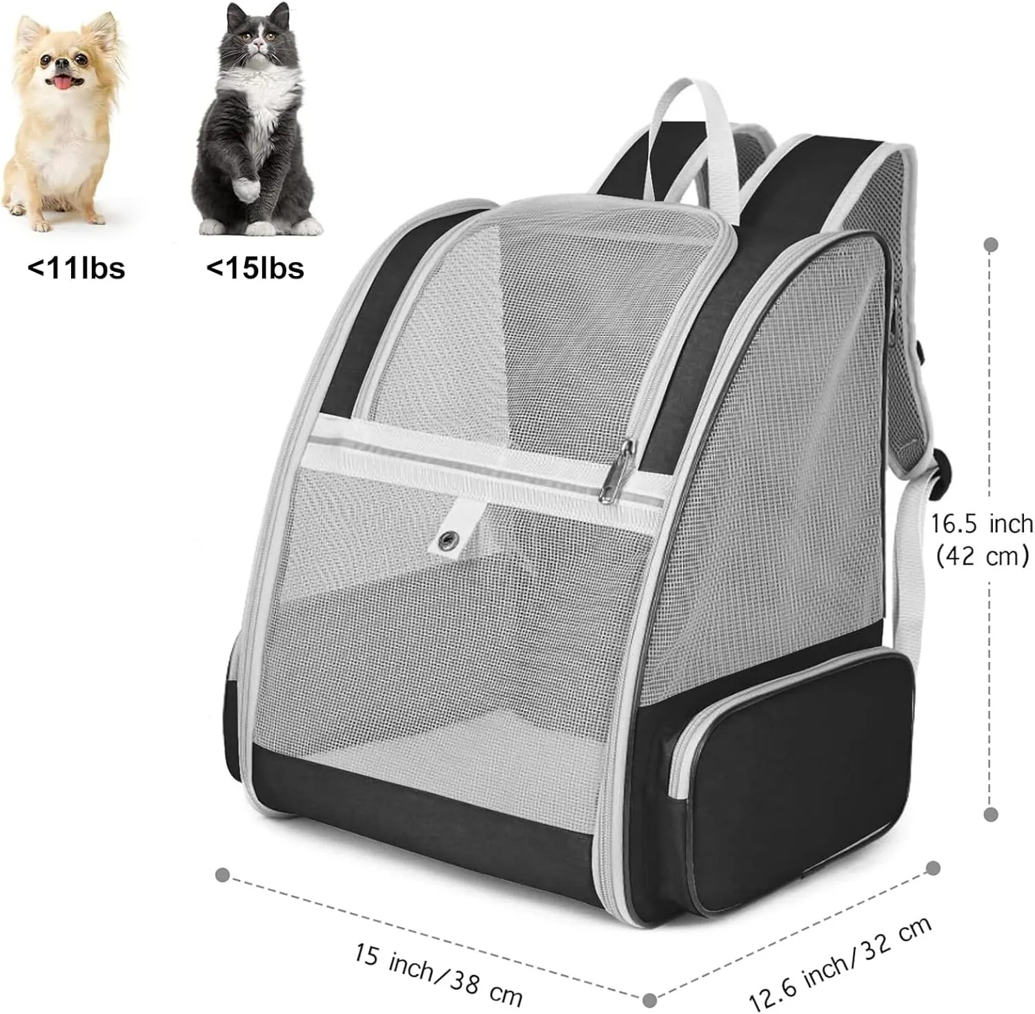 Cat Backpacks Carrier, Backpack for Cats to Carry, Airline Approved Pet Carriers for Small Dogs, Dog Travel Backpack Carrier, Kitten Backpack Carrier for Kitten Puppy Bunny up to 15lb (Classic)
