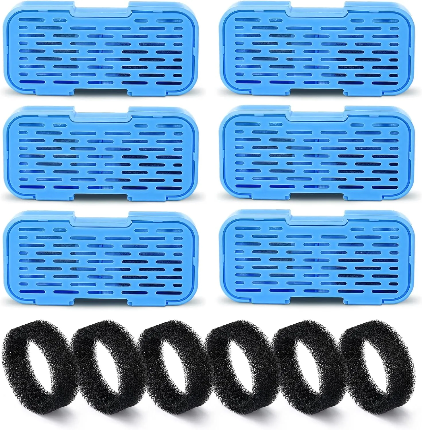 Cat Fountain Filters - 12 Pack(6 Filters   6 Sponges), Activated Carbon, Ultra-fine Fiber