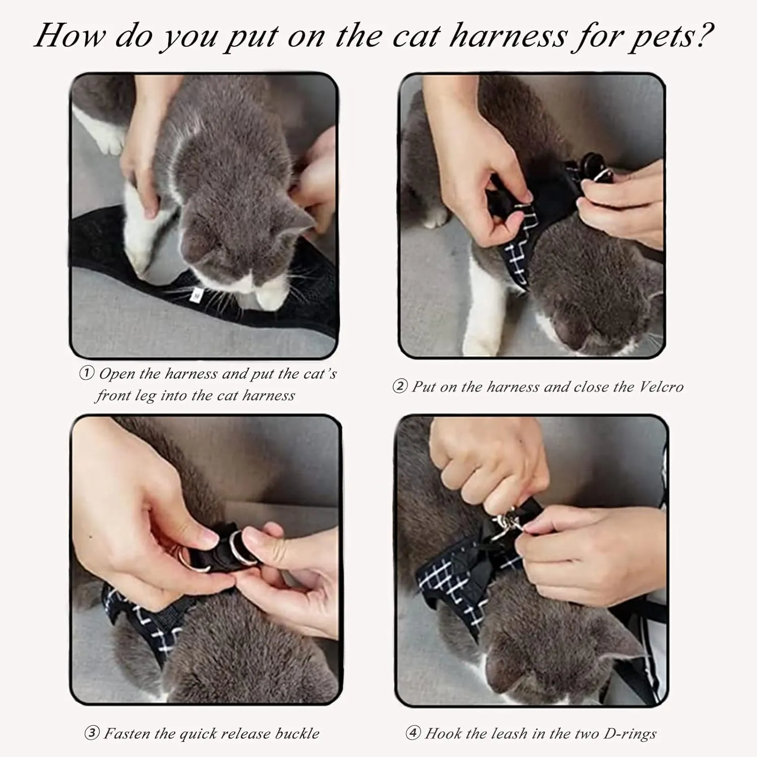 Cat Leashes and Harnesses for Walking,Breathable Soft Kittens Vest for Cats Dogs, Kitten Harness Escape Proof with Bell and Bow-Knot Decoration Christmas (XS, Black-White)