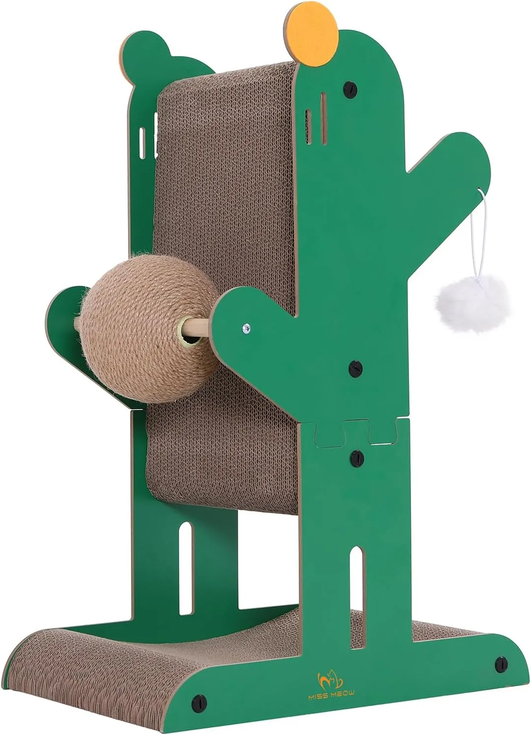 Cat Scratching Post, 4-in-1 Cat Scratcher and Cardboard Scratching Post with Toys and Plush Ball for Indoor Outdoor Cats,Protecting Furniture with Catnip, Large