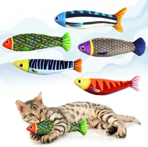 Cat Toys Saury Fish 5 Pack Catnip Toys with Crinkle Sound and Soft Cotton - Interactive Cat Toys for Indoor- Kitten Exercise Toys for All Breeds Cat 8 Inches