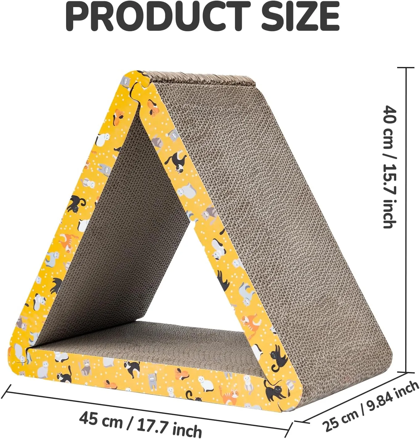 CATISM Cat Scrather Cat Scratching Board - Foldable - Triangle, 6 Usable Sides Cat Scratchers for Indoor Cats, Durable Recyclable Cat Scratcher Cardboard Vertical(Pack of 3)