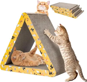 CATISM Cat Scrather Cat Scratching Board - Foldable - Triangle, 6 Usable Sides Cat Scratchers for Indoor Cats, Durable Recyclable Cat Scratcher Cardboard Vertical(Pack of 3)