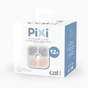 Catit PIXI Cat Drinking Fountain Original Filter, Official Replacement Triple Action Water Filter, 12-Pack, White