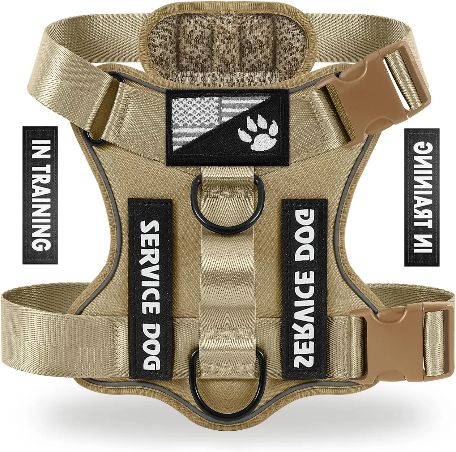 Demigreat Service Dog Harness, Reflective Dog Vest Harness with 5 PCS Patches, Adjustable Soft Oxford Pet Harness, Inner Layer Mesh, Easy to Control for Small Medium Large Dogs