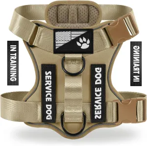 Demigreat Service Dog Harness, Reflective Dog Vest Harness with 5 PCS Patches, Adjustable Soft Oxford Pet Harness, Inner Layer Mesh, Easy to Control for Small Medium Large Dogs