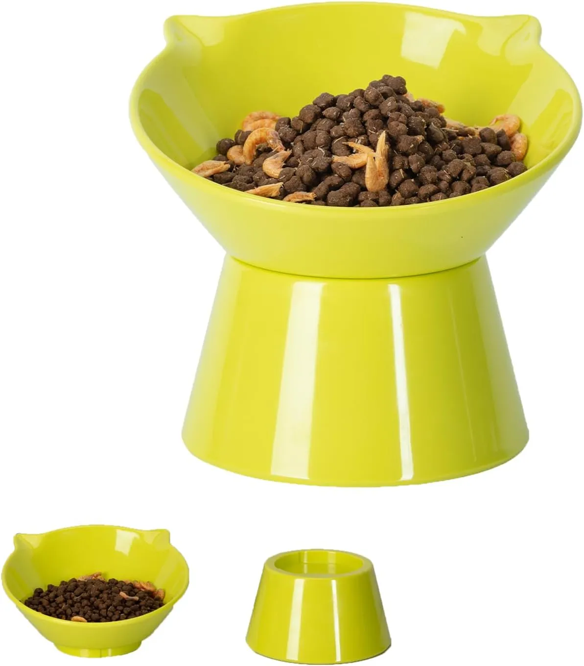 Detachable Elevated Cat Bowls, 15 Tilted Raised Cat Food Bowl Anti-Vomiting,Whisker Friendly, Adjustable Pet Dishes for Protecting Spine, cat Bowls for Indoor Cats Adult Kitten
