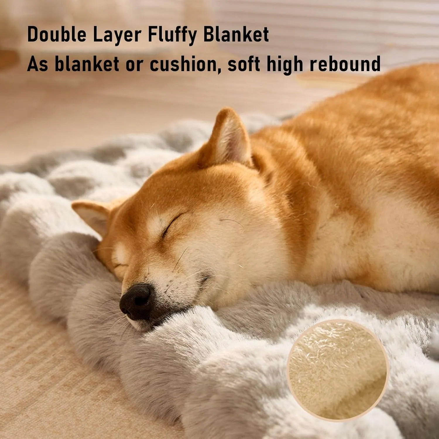 Dog Bed Mat, Washable Soft Fluffy Dog Crate Bed, Comfort Fluffy Kennel Pad with Anti Slip Bottom, Plush Pet Sleeping Mat, Furniture Protector for Large Medium Small Dogs Cats (S)