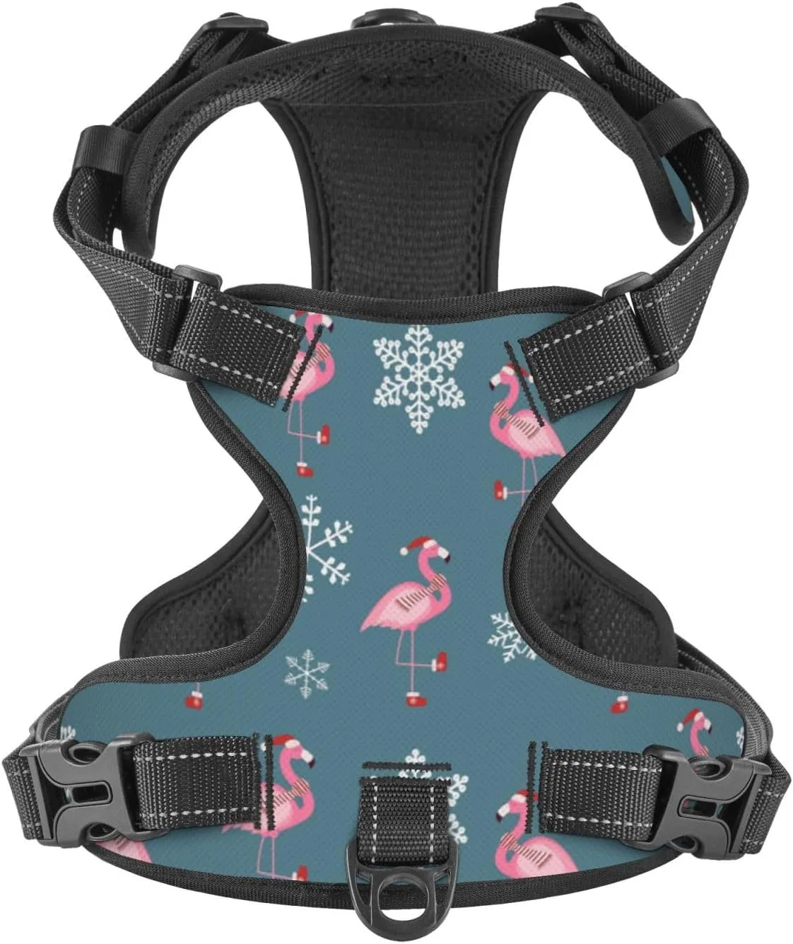 Dog Harness and Leash Set No Pull, Adjustable Reflective Dog Vest Harness with Handle Easy Control Puppy for Pet Outdoor Walking Small Large Dog (S-Flamingo)