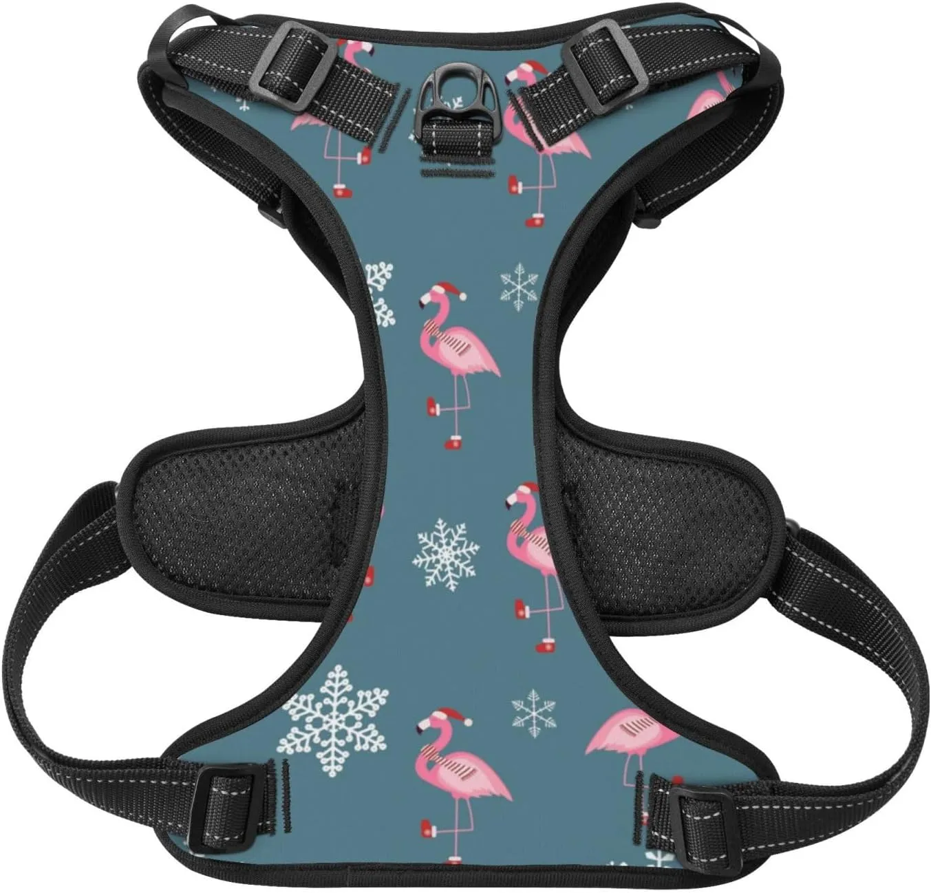 Dog Harness and Leash Set No Pull, Adjustable Reflective Dog Vest Harness with Handle Easy Control Puppy for Pet Outdoor Walking Small Large Dog (S-Flamingo)