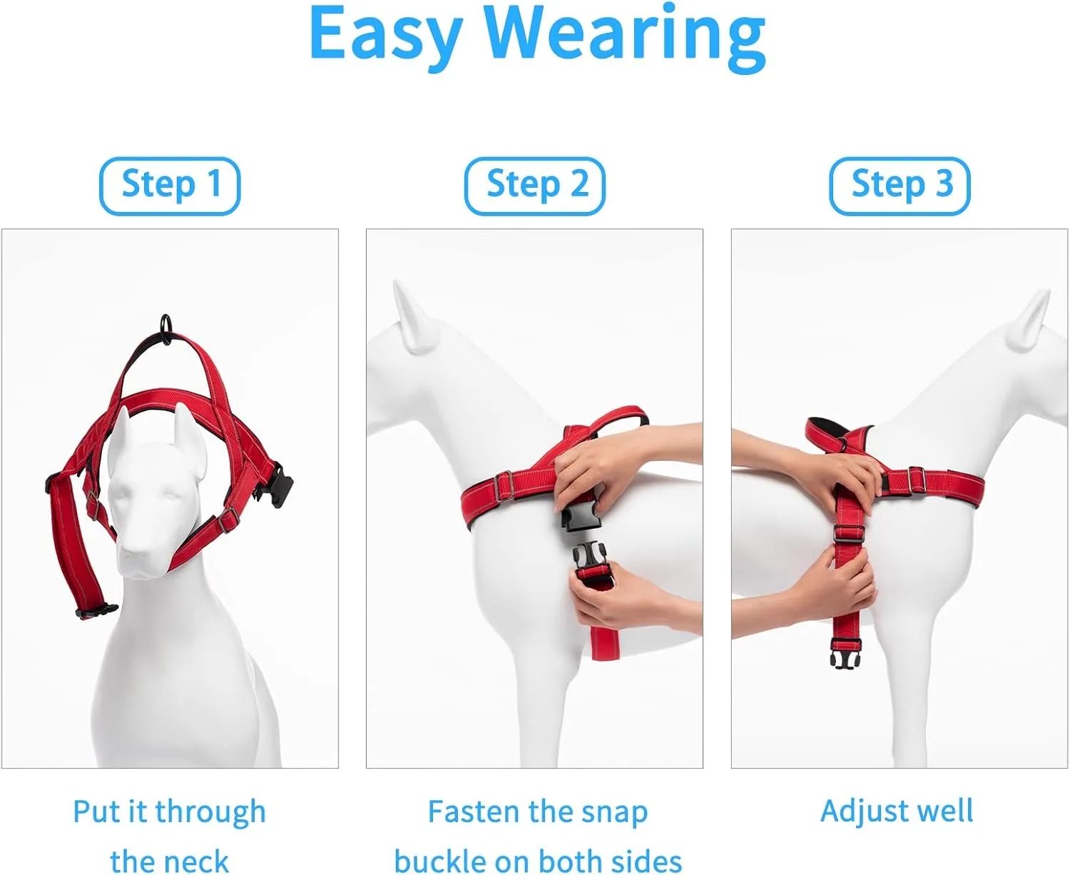 Dog Harness, No Pull Dog Harnesses for Small Medlium Large Dogs Escape Proof Reflective with Comfortable Handle(Red, S)