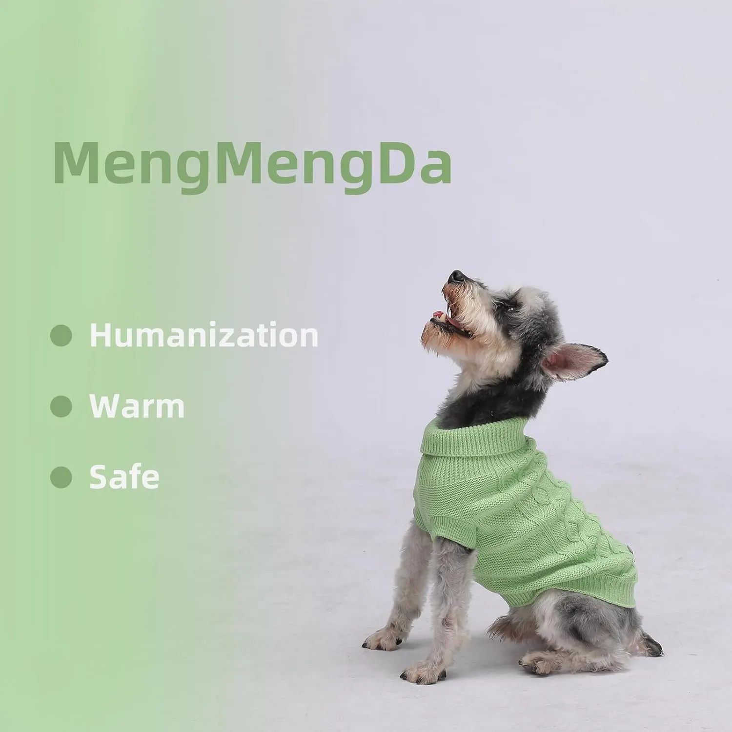 Dog Pullover Sweater, Cable Knitwear, Classic Turtleneck Warm and Soft Clothes for Chihuahua, Bulldog, Dachshund, Pug, Yorkie,Dog Outfits for Small Dogs Medium Dogs, (Green M)