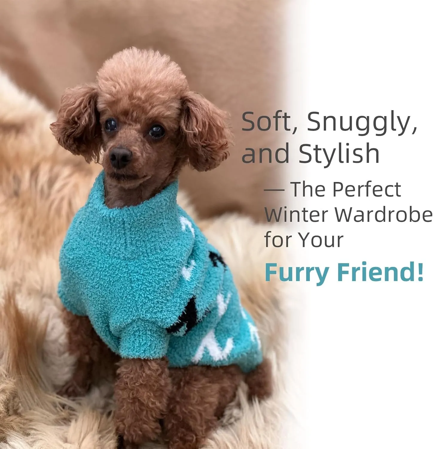 Dog Sweaters for Small Dogs Girls Boys Cold Weather Cable Knitwear Thick Warm Outfits Dog Clothes for Chihuahua Bulldog Dachshund Pug Yorkie Schnauzer Cat Sweaters (Turquoise-XS)