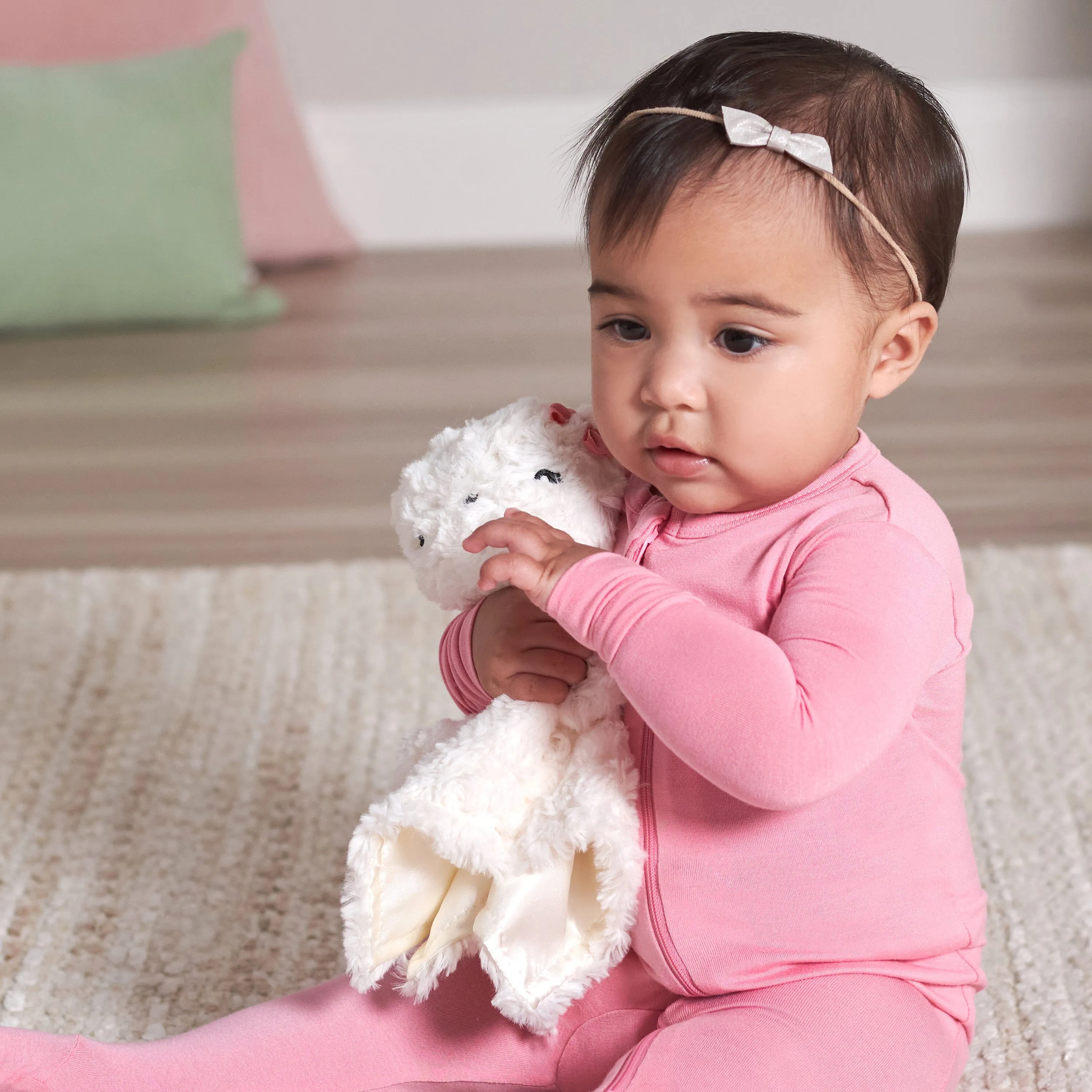 Embroidered Baby Girls Cat Security Blanket