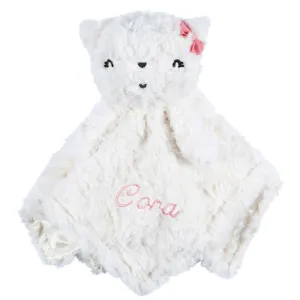 Embroidered Baby Girls Cat Security Blanket