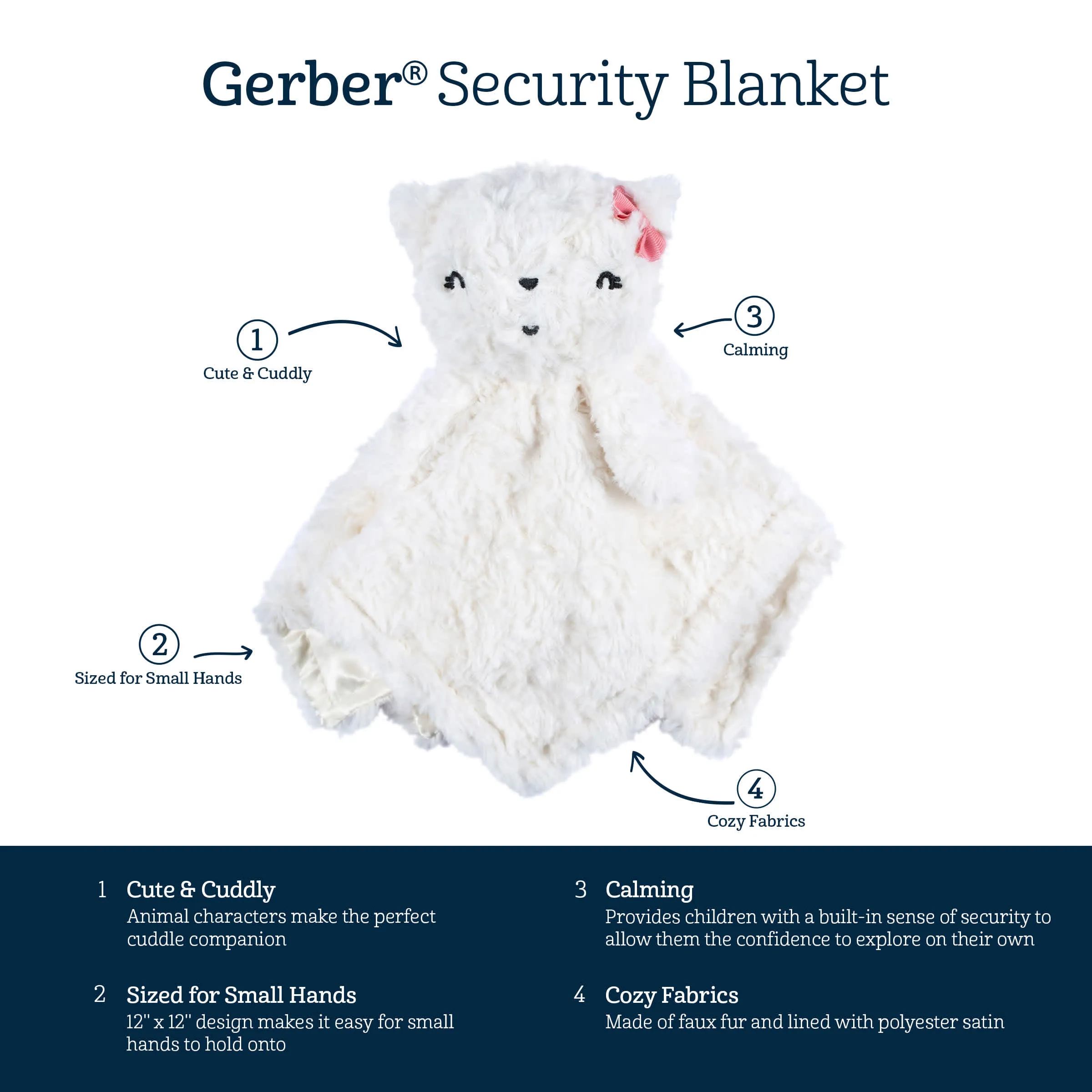 Embroidered Baby Girls Cat Security Blanket