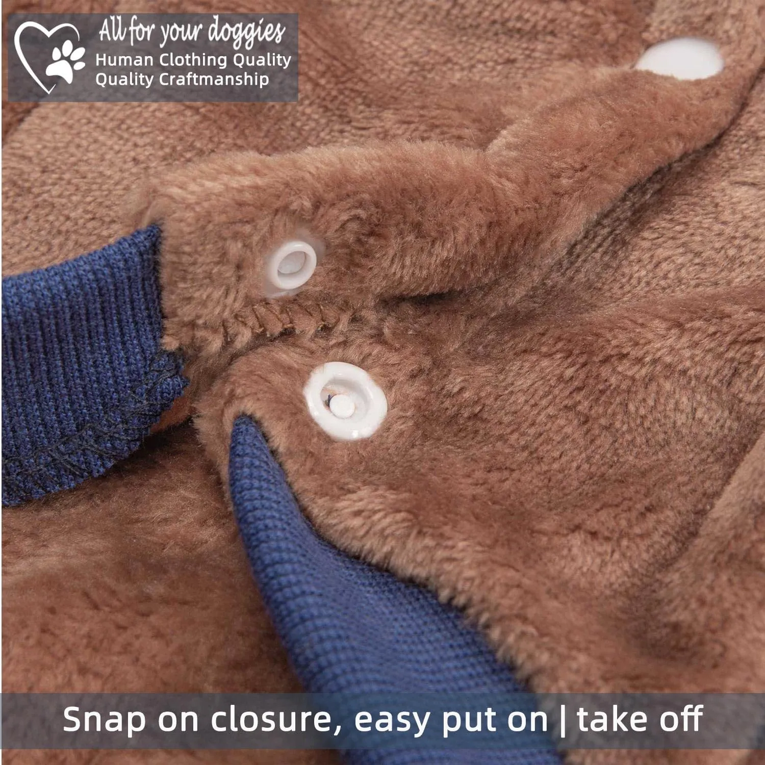 FabriCastle Dog Hoodie Sweater for Small Dogs Boy and Girl, Dog Clothes S XS XXS Puppy Sweatshirt, Pet Outfit, Cat Clothing Super Soft Warm Snap On Closure (Camel-Navy, X-Small)