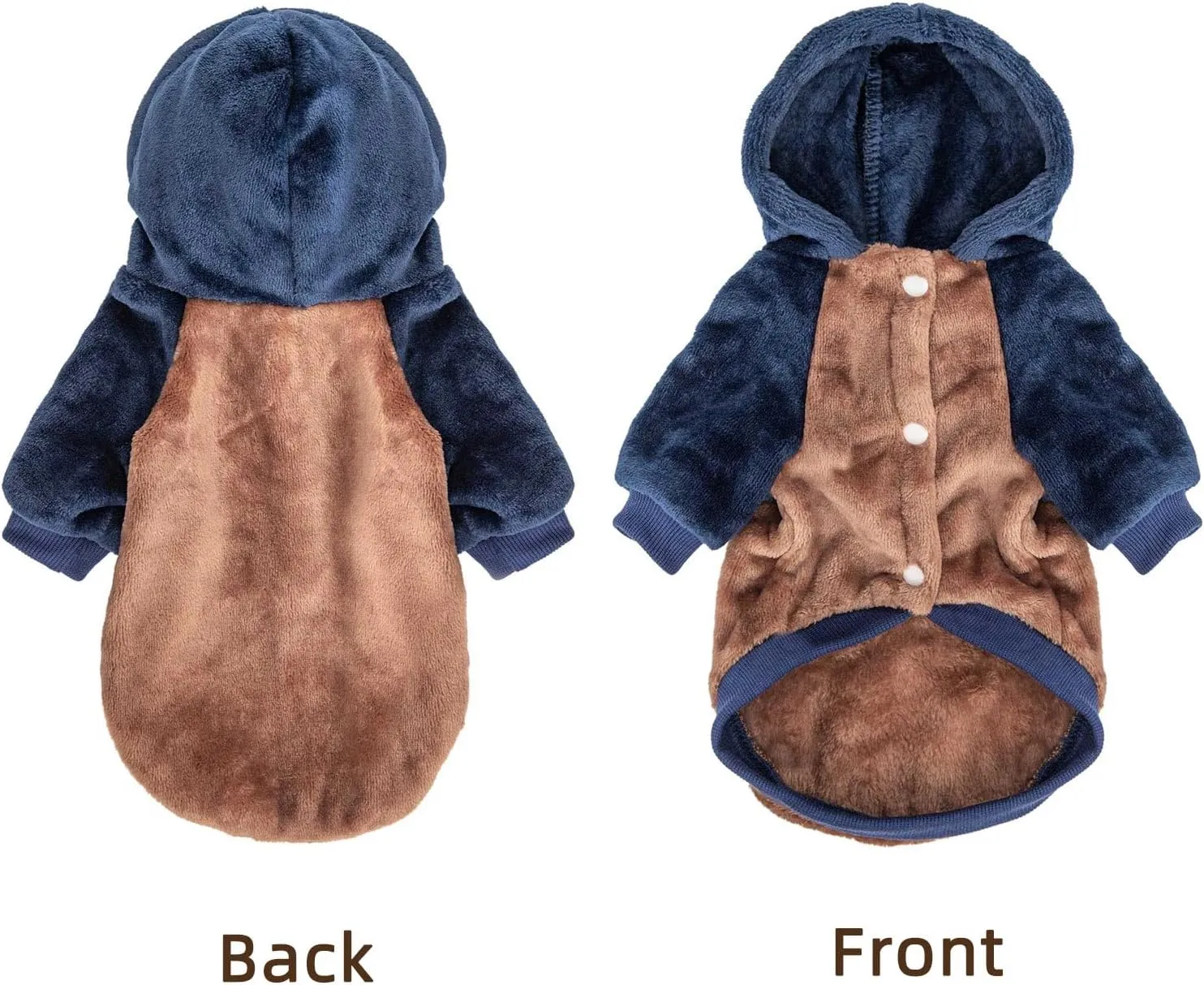 FabriCastle Dog Hoodie Sweater for Small Dogs Boy and Girl, Dog Clothes S XS XXS Puppy Sweatshirt, Pet Outfit, Cat Clothing Super Soft Warm Snap On Closure (Camel-Navy, X-Small)