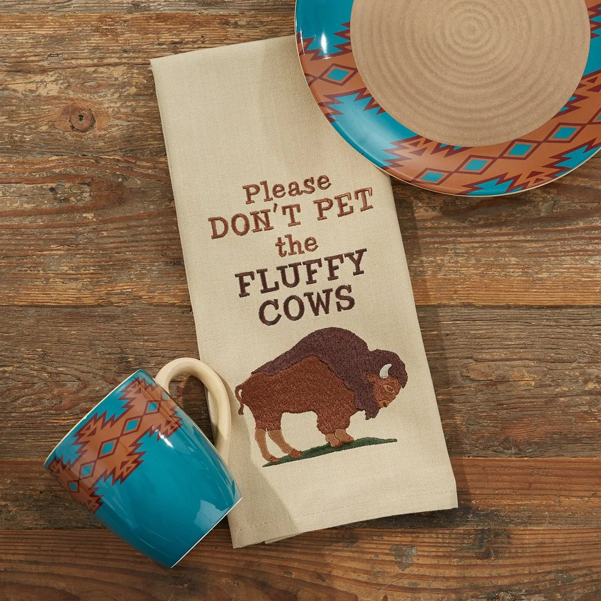Fluffy Cows Embroidered Kitchen Dish Towel Set