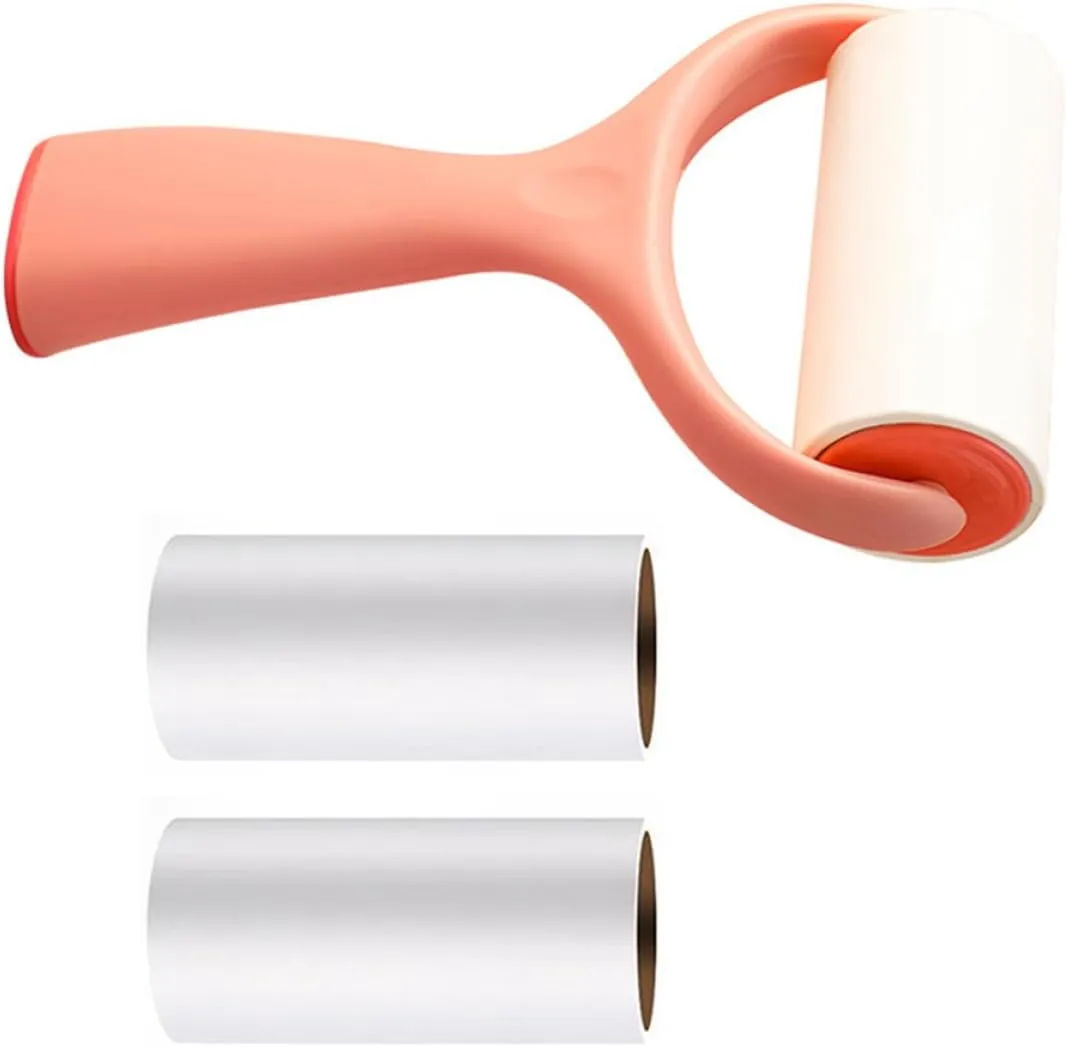 Happyyami 1 Set Portable Lint Roller with Replaceable Gummed Paper Hair Fluff for Clothes Furniture Pet Hair Compact Cleaning Tool for Home Travel Handle