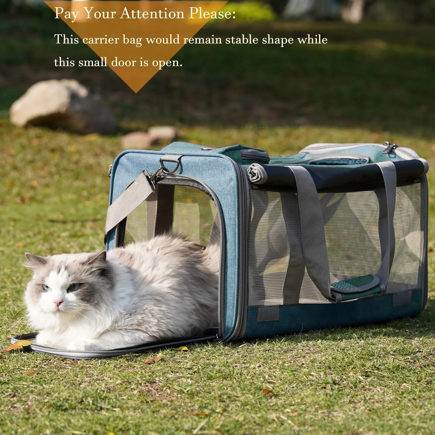 HSC PET Cat Carrier Blue Small Dog Bag,Soft-Sided Temporary Kennel for Puppy Traveling,5 Ventilated Mesh Windows with Curtains,Airline Approved