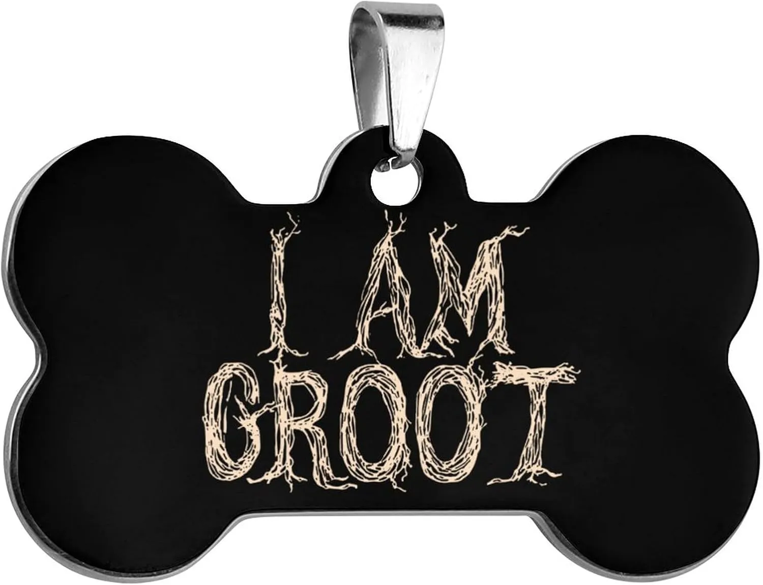 I Am Groot Pet Dog Tags Stainless Steel Cats Dogs ID Tags Charm Bone Shape