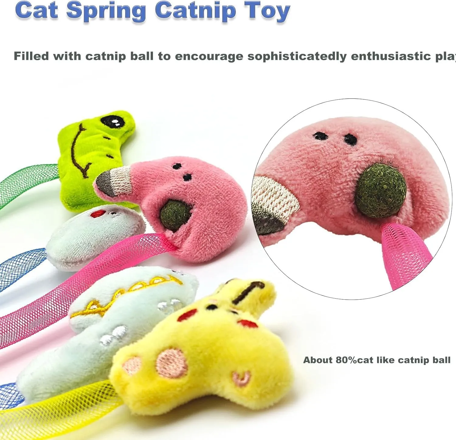 Interactive Cat Toys Set, Catnip and Silvervine Chew Sticks,Teeth Cleaning Toy, Spring Ropes Toy for Indoor Cats and Kittens (10 Pack)