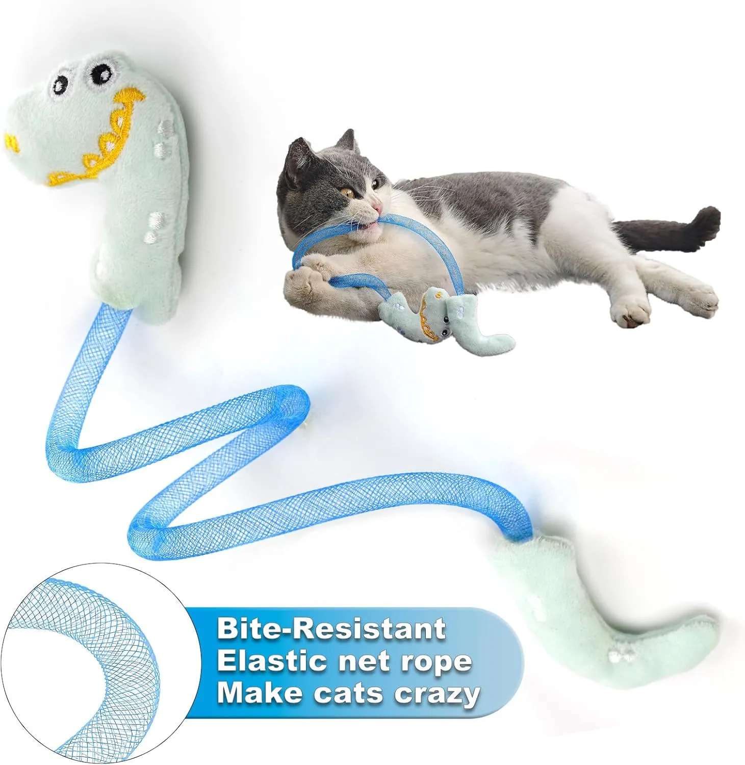 Interactive Cat Toys Set, Catnip and Silvervine Chew Sticks,Teeth Cleaning Toy, Spring Ropes Toy for Indoor Cats and Kittens (10 Pack)