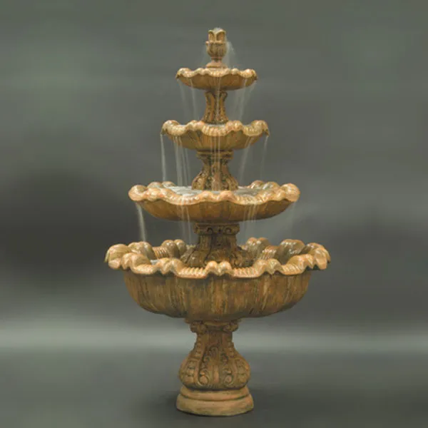 Italian 4-Tier Fountain, Tall Fiore Stone