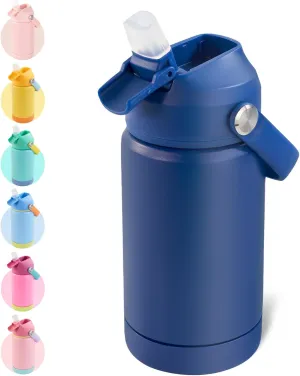 Kerilyn 12oz Kids Water Bottle, Stainless Steel Insulated Water Bottle For Kids, Toddler Cup With Straws Leak-proof, Kids Water Bottles For School Boys Girls, BPA Free, Blue